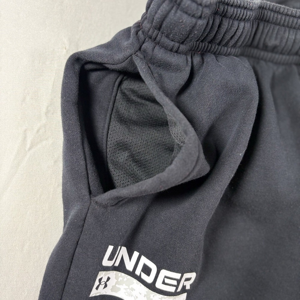 Under Armour Fleece Jogger Sweatpants Mens M Black Graphic Logo Athletic Pants - Picture 4 of 14
